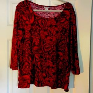 HOLIDAY INSPIRED RED BLOUSE 3/4 length sleeves
